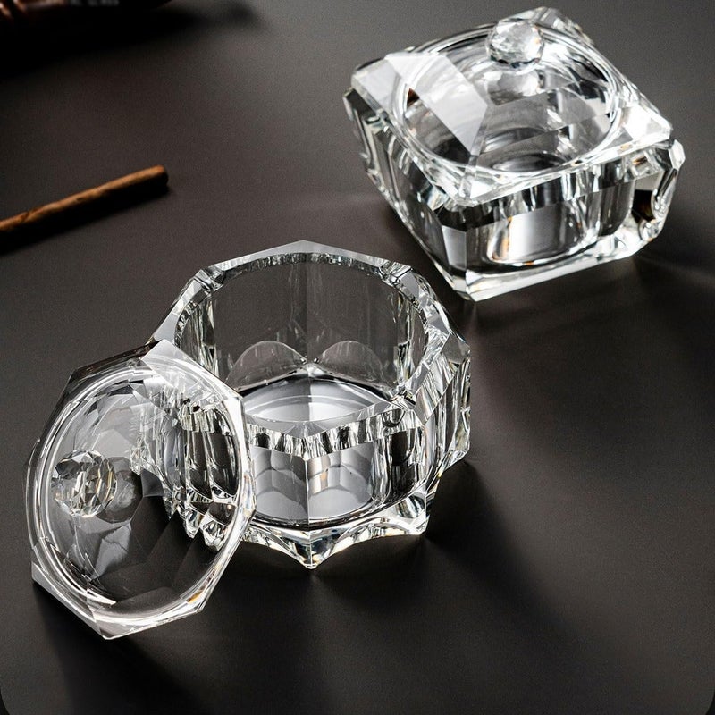 Ash Holder Square Ashtray Crystal Glass Indoor Outdoor Tabletop Ash Tray with Lid for Patio Home Office etc - Image 5