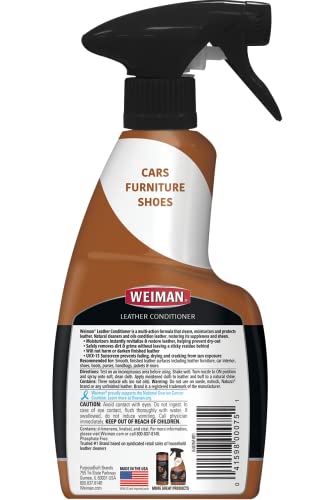 Weiman Leather Cleaner & Conditioner - 12 Fl Oz - Non Toxic Cleans Conditions and Restores Leather Surfaces - UV Protectants Help Prevent Cracking or Fading of Leather Couches Car Seats Shoes Purses - Image 2