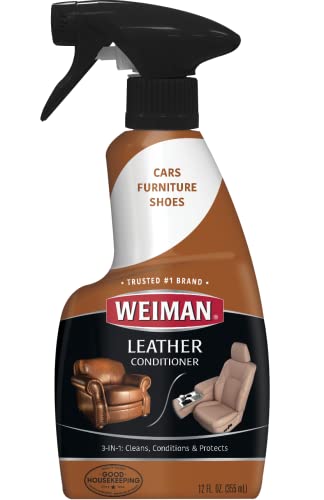 Weiman Leather Cleaner & Conditioner - 12 Fl Oz - Non Toxic Cleans Conditions and Restores Leather Surfaces - UV Protectants Help Prevent Cracking or Fading of Leather Couches Car Seats Shoes Purses - Image 1