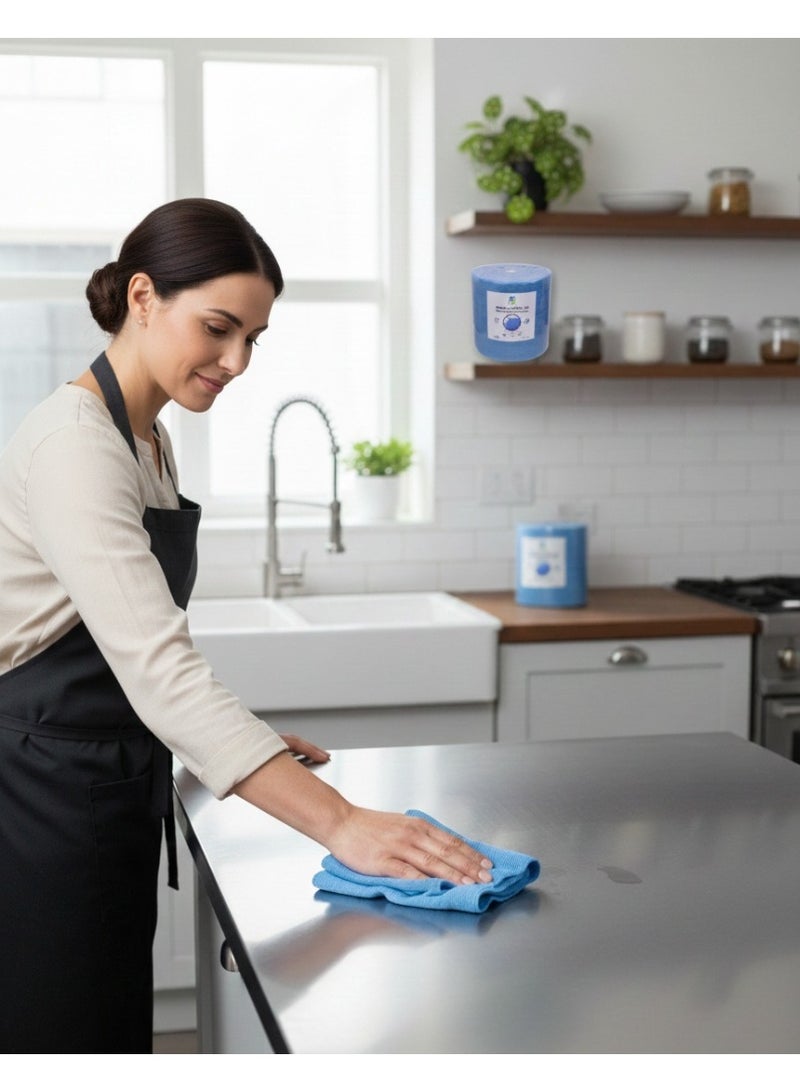 آر اي رول فوط مطبخ مايكرو فايبر جامبو ازرق كبير سماكة مضاعفة  475 قطعة - Image 3