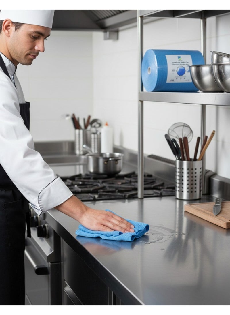آر اي رول فوط مطبخ مايكرو فايبر جامبو ازرق كبير سماكة مضاعفة  475 قطعة - Image 2