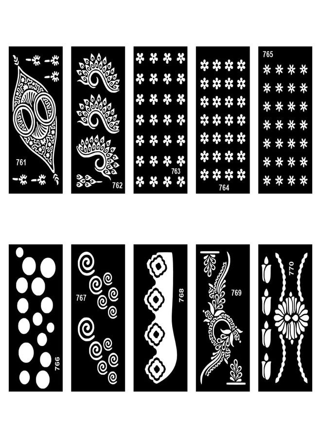 Komstec Artistic Mehndi Stencil Sticker Combo for Weddings, Parties, and Festivals - Image 1