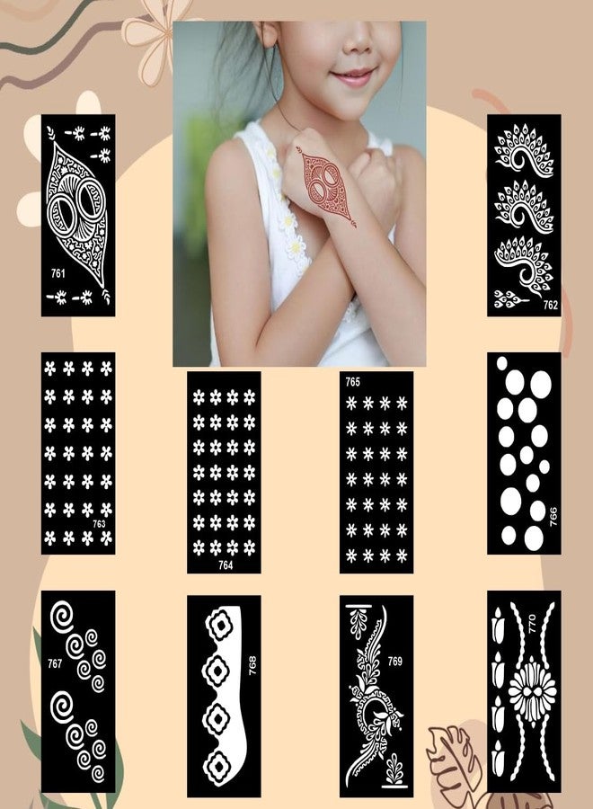 Komstec Artistic Mehndi Stencil Sticker Combo for Weddings, Parties, and Festivals - Image 4