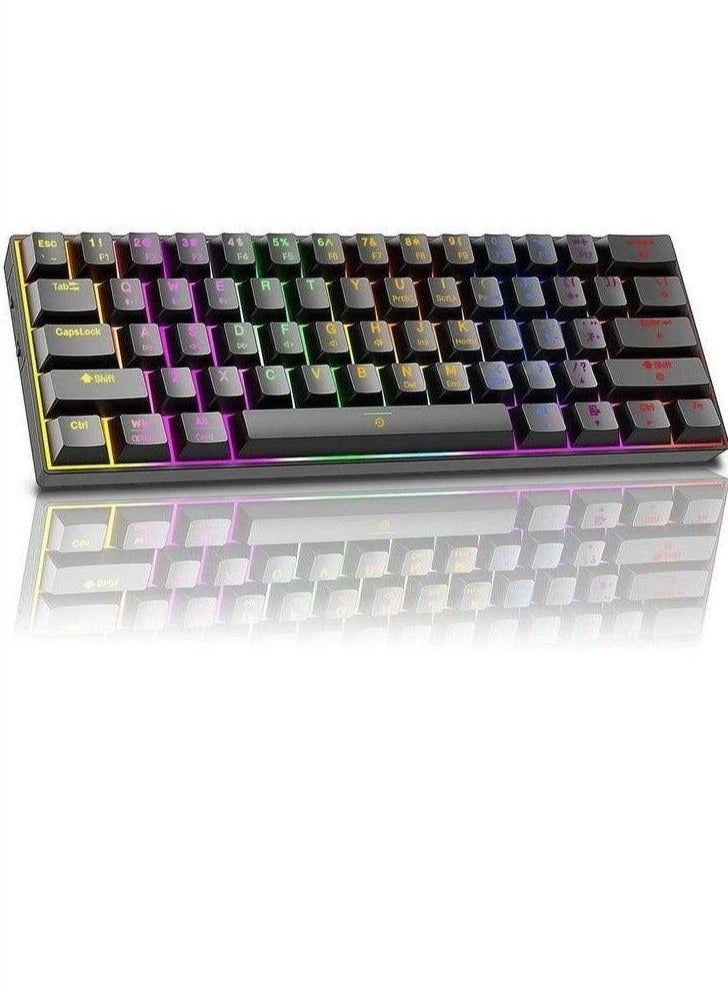Mechanical Keyboard, Multi-Platform Support (Windows/Mac/Linux/Tablet), 61-Key RGB Backlit Brown Switch Gaming Keyboard - Image 1