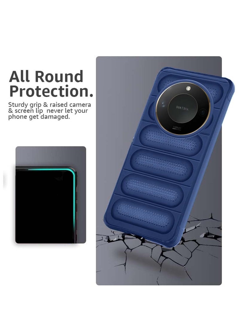 دبليو تيك هونر اكس 9 سي سمارت 5 جي 2024 شفاف ممتاز داخل وسادة هوائية TPU مع غطاء هيكل بنسيج السوار - أزرق - Image 4