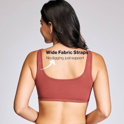 NYKD Soft Cup Easy Peasy Slip On Everyday Bra for Women, Wireless, Full Coverage, Support Shaper, Non Padded Sports Bra Bra, NYB113, Rust, S, 1N - Image 5