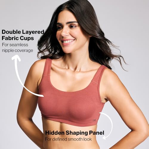 NYKD Soft Cup Easy Peasy Slip On Everyday Bra for Women, Wireless, Full Coverage, Support Shaper, Non Padded Sports Bra Bra, NYB113, Rust, S, 1N - Image 3