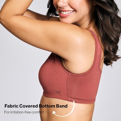 NYKD Soft Cup Easy Peasy Slip On Everyday Bra for Women, Wireless, Full Coverage, Support Shaper, Non Padded Sports Bra Bra, NYB113, Rust, S, 1N - Image 4