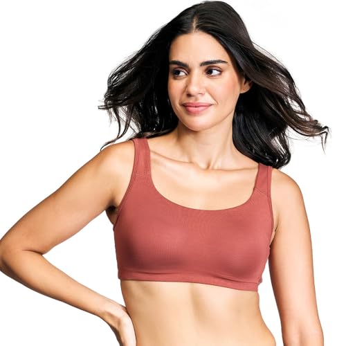 NYKD Soft Cup Easy Peasy Slip On Everyday Bra for Women, Wireless, Full Coverage, Support Shaper, Non Padded Sports Bra Bra, NYB113, Rust, S, 1N - Image 1