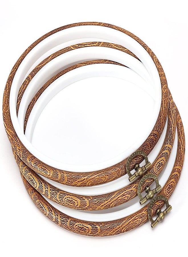 Pllieay 8inch Embroidery Hoop Frame Imitated Wood Embroidery Circle Round Display Frame Ring Cross Stitch Hoops Embroidery Hoops Set for Art Craft Sewing and Hanging, Rug Punch Set - Image 1