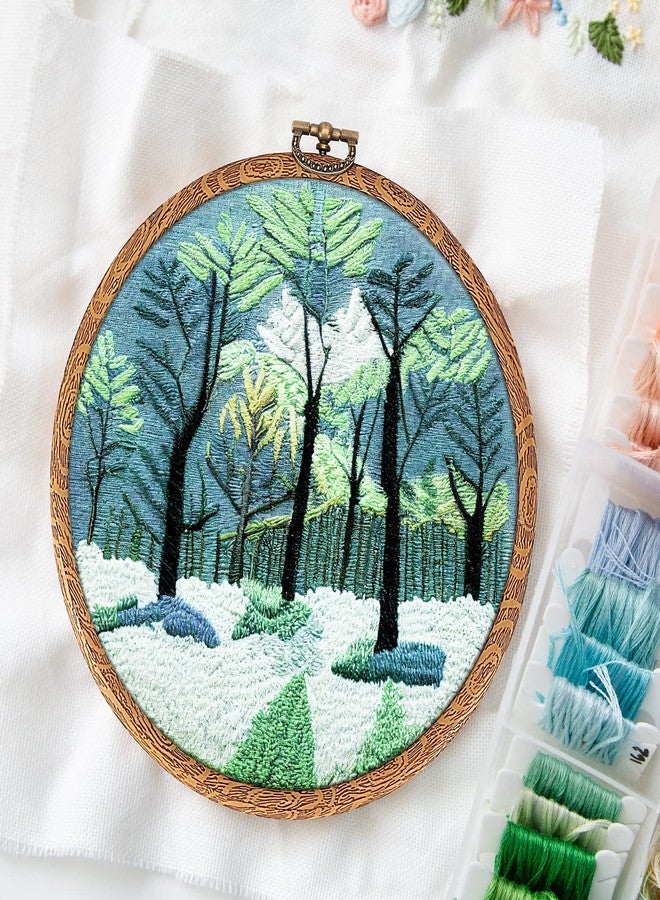 Pllieay 8inch Embroidery Hoop Frame Imitated Wood Embroidery Circle Round Display Frame Ring Cross Stitch Hoops Embroidery Hoops Set for Art Craft Sewing and Hanging, Rug Punch Set - Image 4