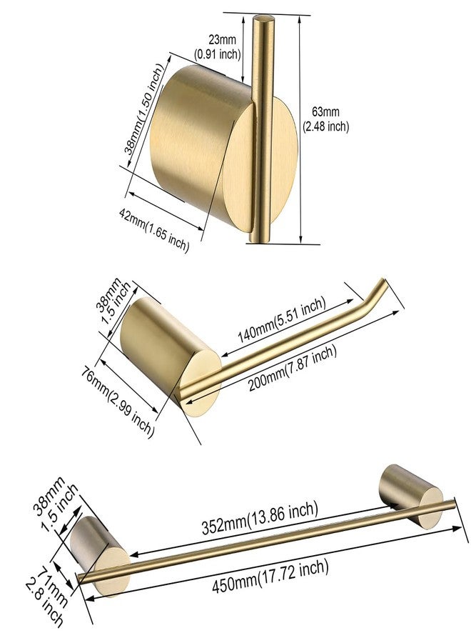 Random مجموعة أدوات الحمام الذهبية المصقولة عشوائية SUS304 من الفولاذ المقاوم للصدأ - مجموعة قضبان المناشف الذهبية المصقولة تشمل قضيب مناشف بطول 18 بوصة وحامل ورق تواليت و2 خطاف مناشف مثبتة على الحائط. - Image 2