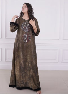 ماركة غير محددة فستان ماكسي أنيق ومتواضع بطبقة من الفويل الكوري Zari - مثالي للملابس الرسمية  - Image 1