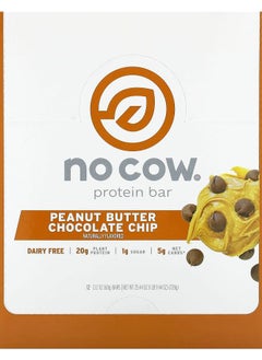 No Cow Protein Bar Peanut Butter Chocolate Chip 12 Bars 2.12 oz (60 g) Each 