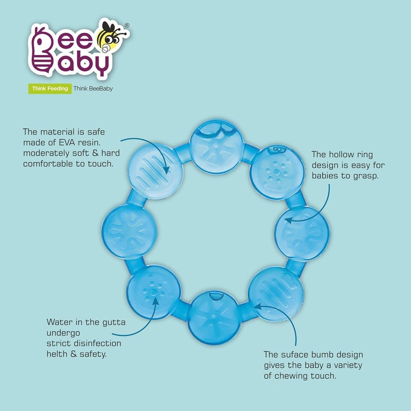 Beebaby عضاضات للأطفال من 6 إلى 12 شهر خالية من BPA. عضاضة مائية مبردة للأطفال، لعبة عضاضة ناعمة للأطفال مع حقيبة حمل، تهدئ اللثة وسهلة الإمساك. خالية 100% من BPA وPVC. (حلقة ودب - أزرق_برتقالي، عبوة من 2) - Image 4