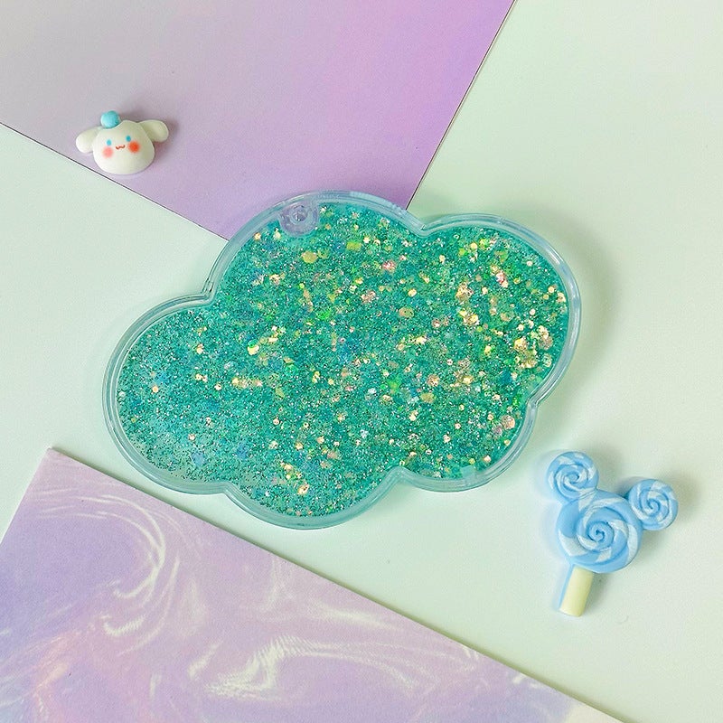 Large Quicksand Guka Brick Acrylic Keychain Green [cloud shape] with bead chain 