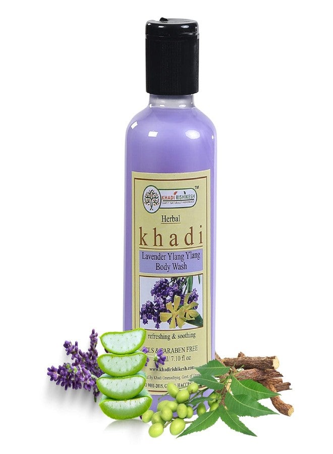 Khadi Rishikesh Ayurvedic Lavender Body Wash & Shower Gel-Women/Men-Moisturisers For Softer Skin-Deeply Hydrated - Relaxing Body Mind-Radiant Glow-SLS & PARABEN FREE-210ML-WITH BATH LOOFAH SPONGE FREE - Image 1