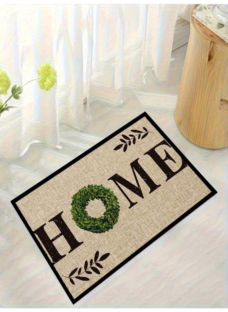 دعّاسة باب بتصميم HOME مقاس 60 × 40 سم – سجادة مدخل مانعة للانزلاق ومقاومة للأوساخ، مناسبة للاستخدام الداخلي والخارجي - Image 1