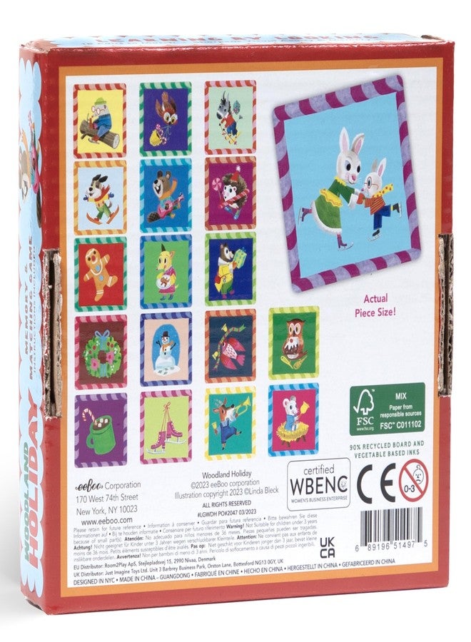 eeBoo: Memory & Matching Game: Woodland Holiday -18 Themed Matching Pairs, Educational Preschool Game, Kids Ages 3+, 1-4 Players - Image 2