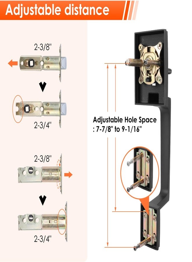 Haidms Black Front Door Handle and Deadbolt Set, Entry Door Handle and Deadbolt with Reversible Handle Lever,Front Door Lock Set, Exterior Door Handles and Locks - Image 3