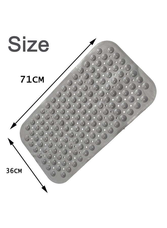 لوكيبا سجادة حمام مانعة للانزلاق، 71 × 36 سم، سجادة طويلة مانعة للانزلاق لحوض الاستحمام، مقاومة للعفن وقابلة للغسل في الغسالة، سجادة حمام مانعة للانزلاق، رمادية - Image 2