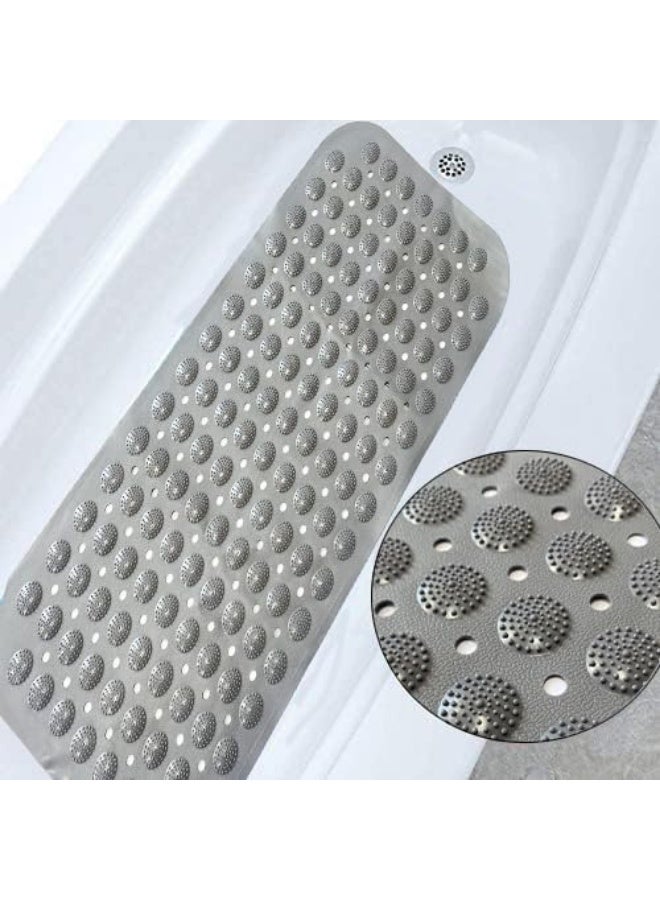 لوكيبا سجادة حمام مانعة للانزلاق، 71 × 36 سم، سجادة طويلة مانعة للانزلاق لحوض الاستحمام، مقاومة للعفن وقابلة للغسل في الغسالة، سجادة حمام مانعة للانزلاق، رمادية - Image 3