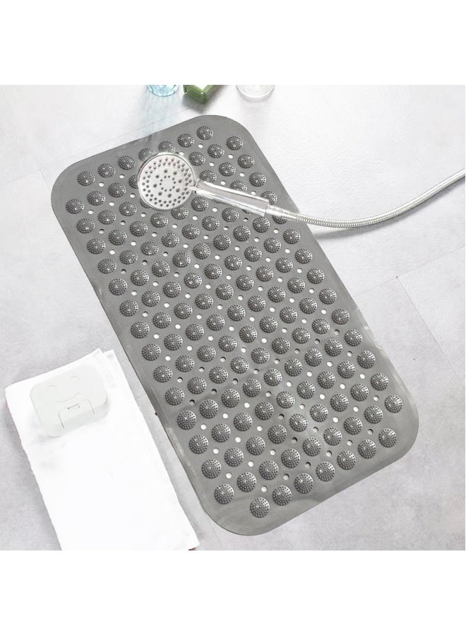 لوكيبا سجادة حمام مانعة للانزلاق، 71 × 36 سم، سجادة طويلة مانعة للانزلاق لحوض الاستحمام، مقاومة للعفن وقابلة للغسل في الغسالة، سجادة حمام مانعة للانزلاق، رمادية - Image 1