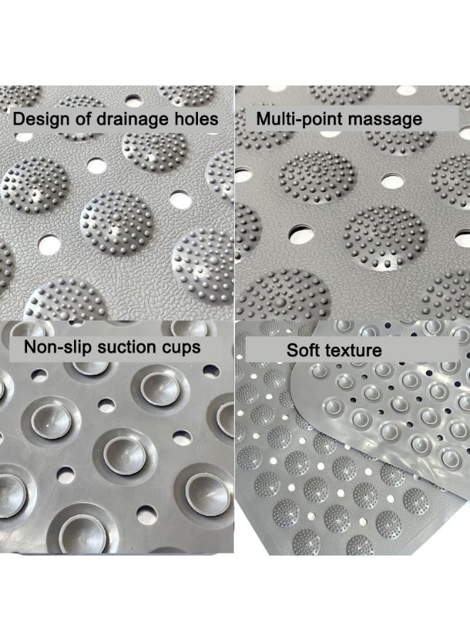 لوكيبا سجادة حمام مانعة للانزلاق، 71 × 36 سم، سجادة طويلة مانعة للانزلاق لحوض الاستحمام، مقاومة للعفن وقابلة للغسل في الغسالة، سجادة حمام مانعة للانزلاق، رمادية - Image 4