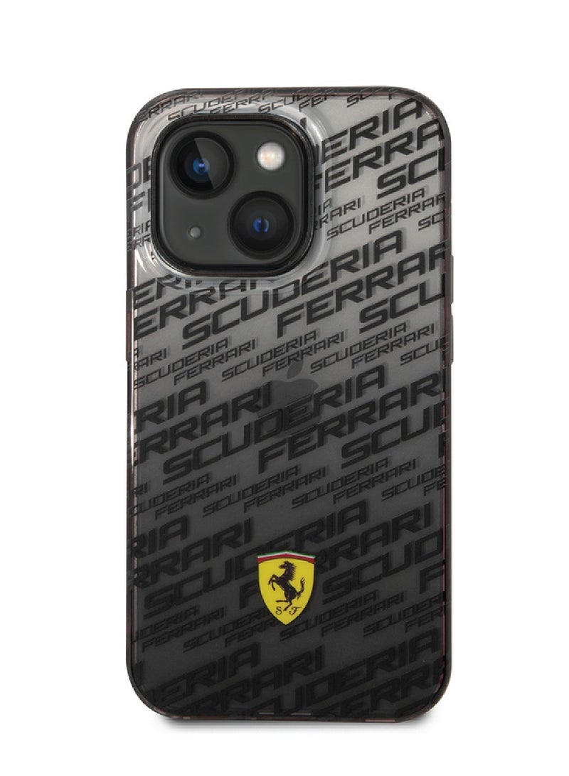 Ferrari iPhone 14 Plus Case Gradient PC/TPU Back Cover with Allover Scuderia & Dyed Bumper / Lifted Ring Case / Slim Profile / Easy Snap-On - Black - Image 1