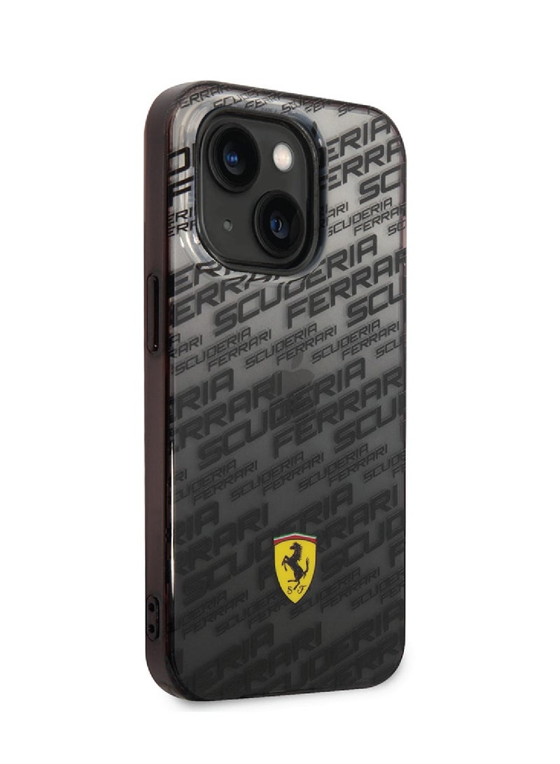 Ferrari iPhone 14 Plus Case Gradient PC/TPU Back Cover with Allover Scuderia & Dyed Bumper / Lifted Ring Case / Slim Profile / Easy Snap-On - Black - Image 3