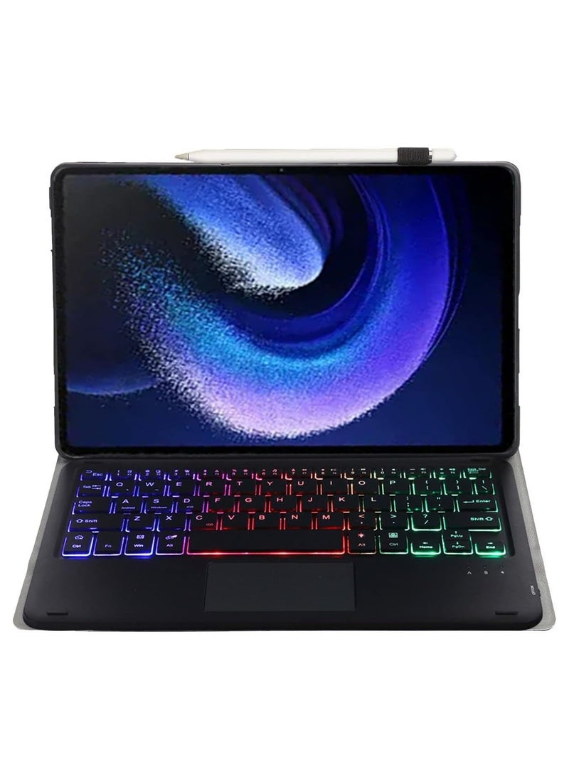 General - Touchpad Arabic and English Keyboard Case Compatible With Xiaomi Pad 6/6 Pro 11 Inch 2023, Backlight, Multi-Touch Trackpad, Flip Stand Case with Pencil Holder - Image 1