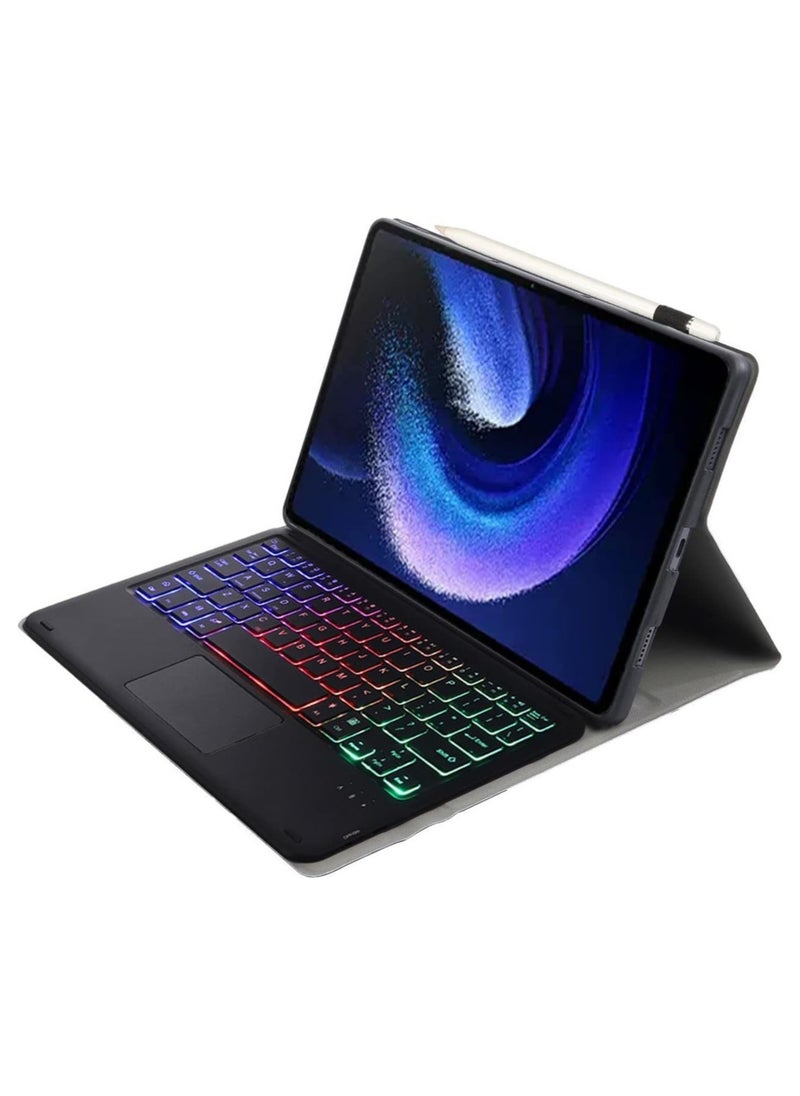 General - Touchpad Arabic and English Keyboard Case Compatible With Xiaomi Pad 6/6 Pro 11 Inch 2023, Backlight, Multi-Touch Trackpad, Flip Stand Case with Pencil Holder - Image 1