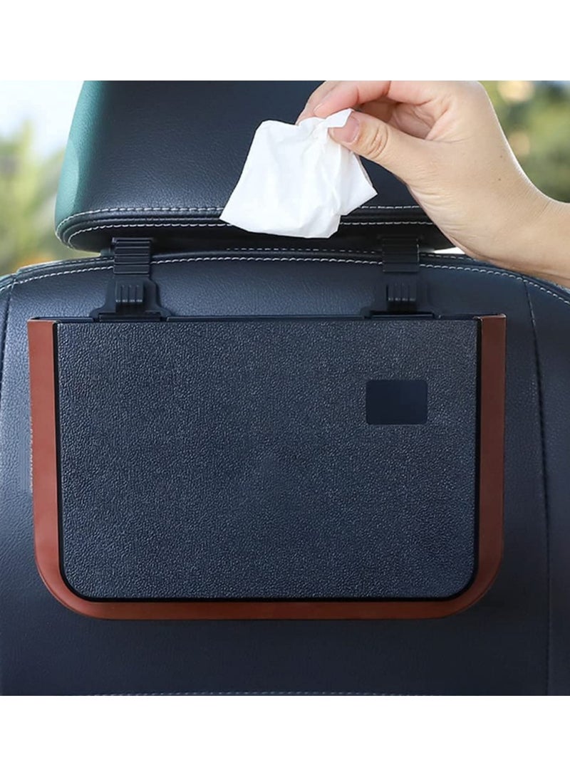 SYOSI Car Garbage Can, Hanging Car Trash Can, Collapsible Portable Waterproof Mini Trash Bin Small Car Organizer Holder Small Car Storage Pockets with Clip for Front Back Seat Accessories, Black - Image 1