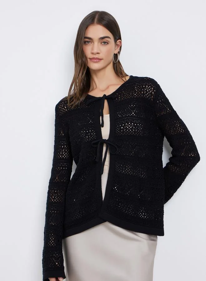 ستايلي بلوزة كروشية بربطة أمامية