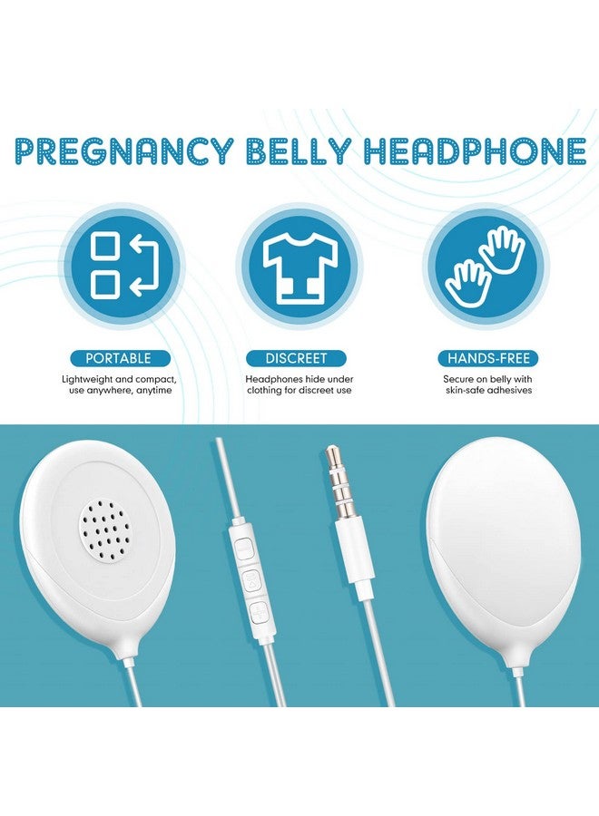 Konohan 8 Pcs Baby Bump Headphones Set Belly Headphones for Pregnant Women White Belly Speakers Women for Pregnancy Safely Play Music, Sounds, and Voices to Your Baby in The Womb - Image 3