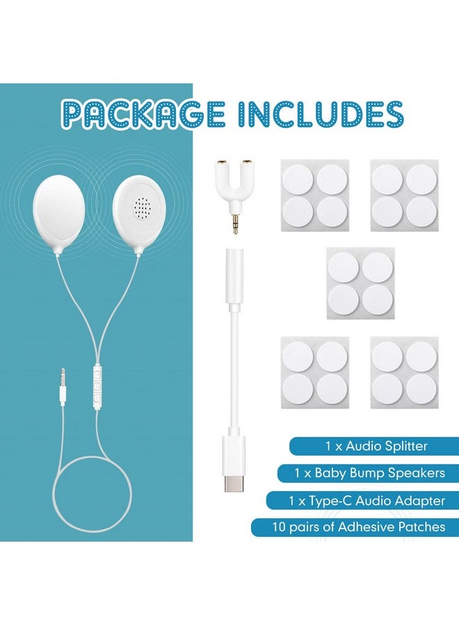 Konohan 8 Pcs Baby Bump Headphones Set Belly Headphones for Pregnant Women White Belly Speakers Women for Pregnancy Safely Play Music, Sounds, and Voices to Your Baby in The Womb - Image 2