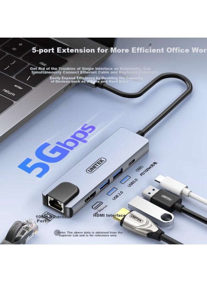 Superior Type-C To Ethernet Adapter With Usb Hub Hdmi Rj45 Converter For Apple Huawei Laptop Smartphone Tablet D112D - Image 4