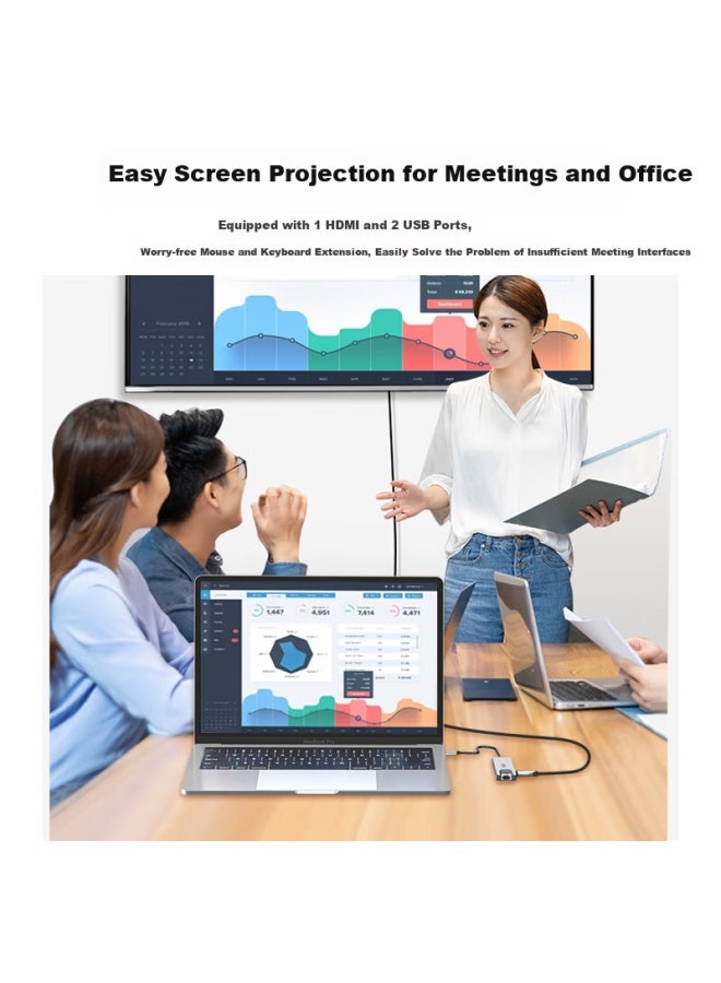 Superior Type-C To Ethernet Adapter With Usb Hub Hdmi Rj45 Converter For Apple Huawei Laptop Smartphone Tablet D112D - Image 5