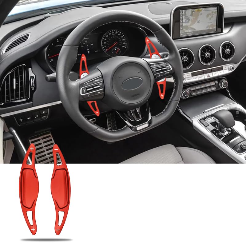 Ysbxitu Aluminum Alloy Car Steering Wheel Shift Paddle fit for Kia Stinger CK K8 GT GT1 GT2 EX Hatchback Paddle Shifter Extension Accessories Interior Decoration Accessories Red - Image 3