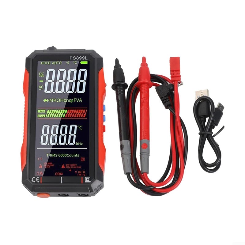 FS899L Digital Multimeter 6000 Count True RMS USB C Rechargeable AC DC Voltage Current Capacitance Measurement Large 4 8 Inch Backlit Display Torch - Image 4