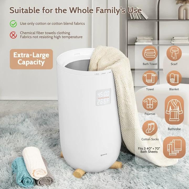 Keenray Large Towel Warmer Bucket, Luxury Towel Warmer for Bathroom, LCD Screen for Time and Temperature, Delay Time Up to 24 Hours, Fits 3 Large Towels, Blankets, Bathrobes, PJ's, Gift for Him & Her - Image 4