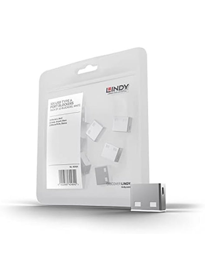 Lindy USB Port Blocker - Pack of 10 - White 40464 - Image 1