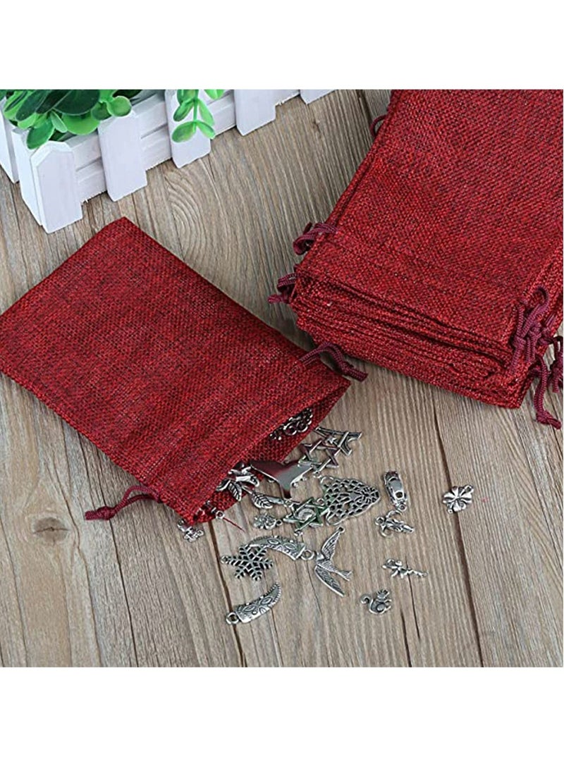 Excefore Hessian Bags Linen Jute Small Gift Pouches Bags Reusable Sack Drawstring Bags Jewellery Pouches - Image 3