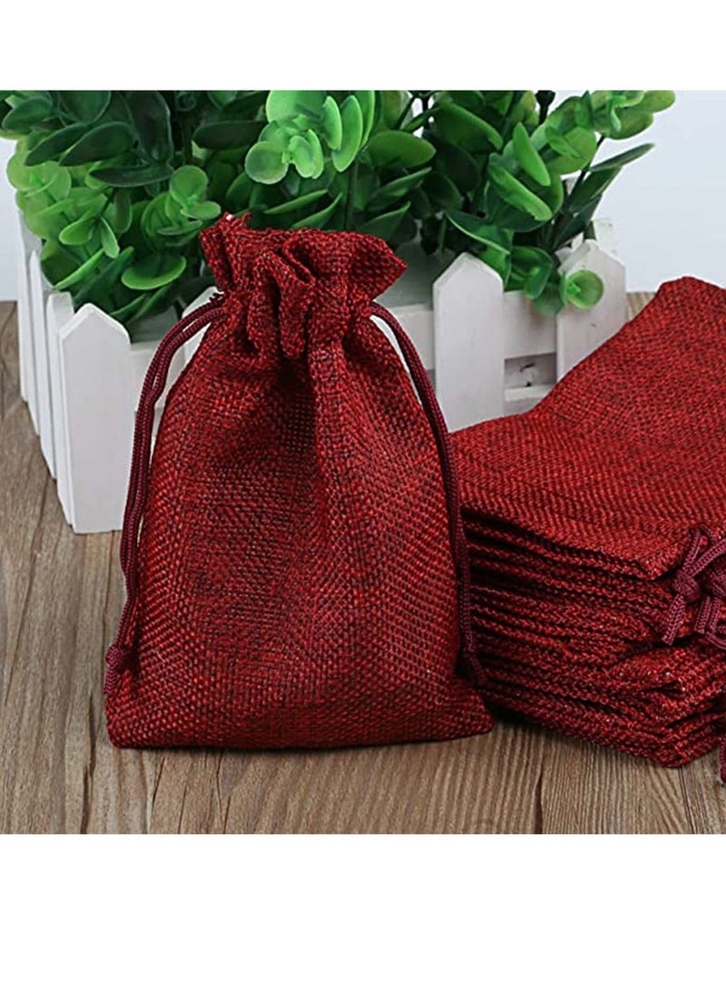 Excefore Hessian Bags Linen Jute Small Gift Pouches Bags Reusable Sack Drawstring Bags Jewellery Pouches - Image 4