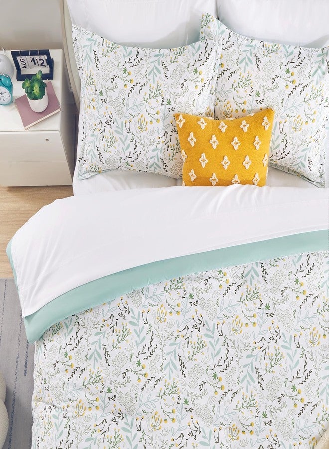 SLEEP ZONE مجموعة لحاف كوين سايز من سليب زون، إدخال لحاف بديل للداون، 3 قطع، قابلة للغسل، ناعمة وقابلة للتنفس، ملاءات لجميع الفصول، مروج الصيف - Image 4