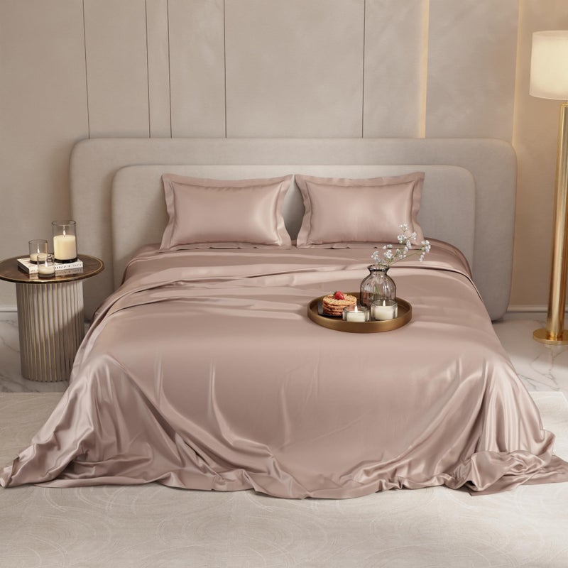 Stoa Paris Satin Bedsheet King Size with 2 Pillow Covers, 300TC Premium Bedsheets King Size, Home Decor, Ultimate Comfort, 274 cm x 228 cm, Date Night -Champagne - Image 3