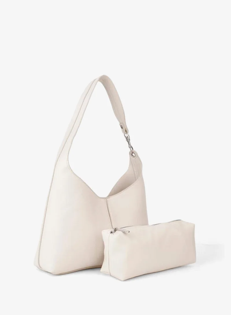 Women's Cream Turna Organizer Artificial Leather Snap-Closure Hook Strap Hand, Arm, and Shoulder Bag.