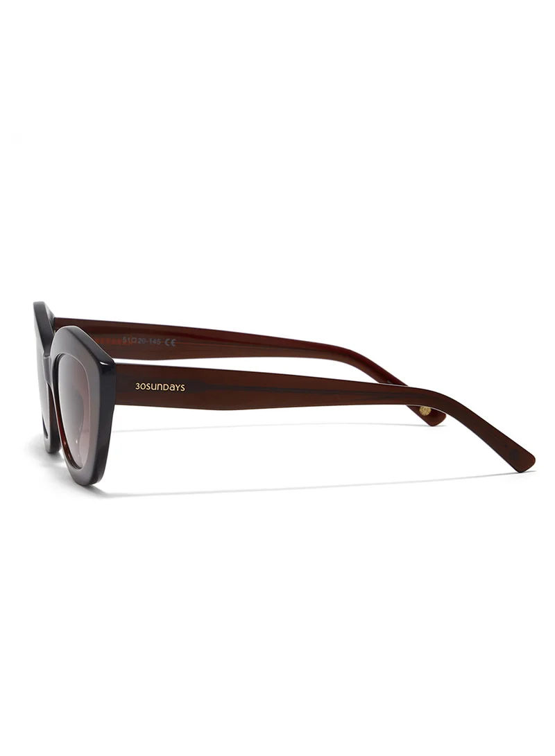 30Sundays Arosa,Women Sunglasses, Cat Eye Sunglasses, UV Protection: UV400 (Red,Brown)