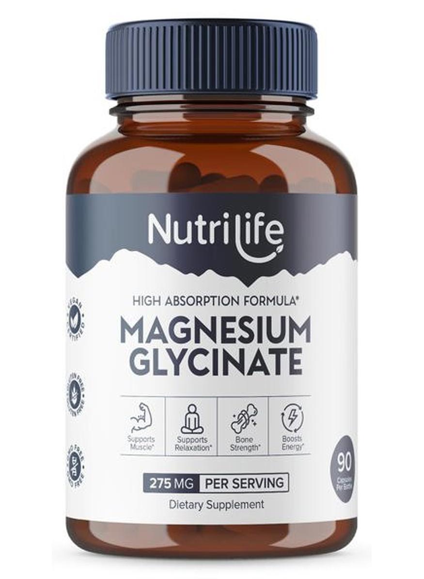 Magnesium Glycinate 275 mg – High Absorption Magnesium Supplement – Supports Muscle & Nerve Health, Stress Relief & Better Sleep – 90 Vegan Capsules – Non-GMO, Gluten-Free, Made in USA