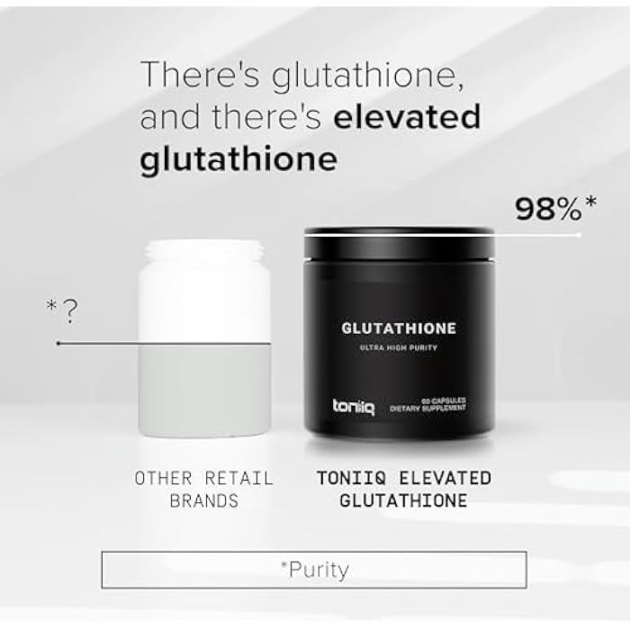 Toniiq Ultra High Strength Glutathione Capsules - 1000mg Concentrated Formula - 98%+ Highly Purified and Bioavailable - Non-GMO Fermentation - 60 Capsules Reduced Glutathione Supplement - Image 5